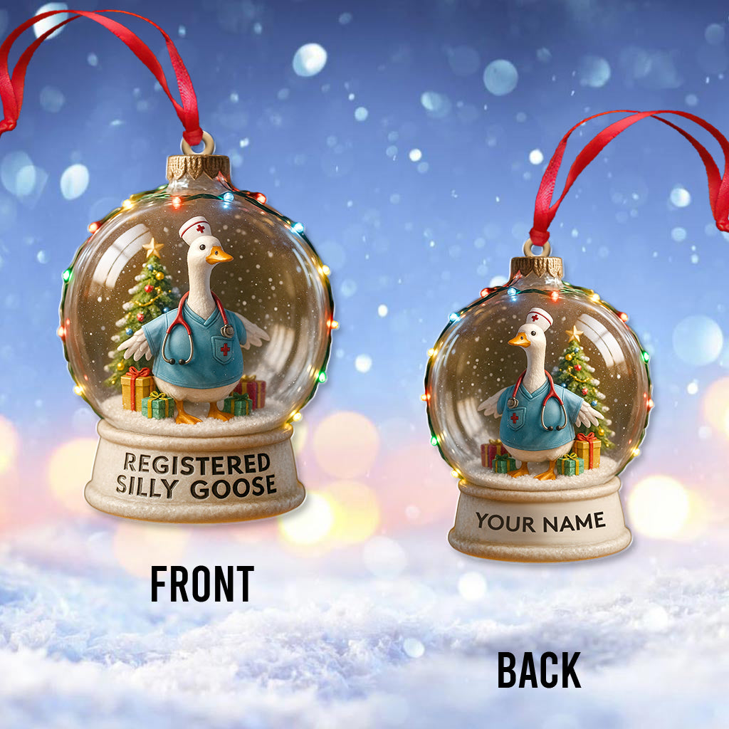 Custom Name Nurse Duck Snow Globe Ornament, Nursing Christmas Gift For RN, Personalized Holiday Decor