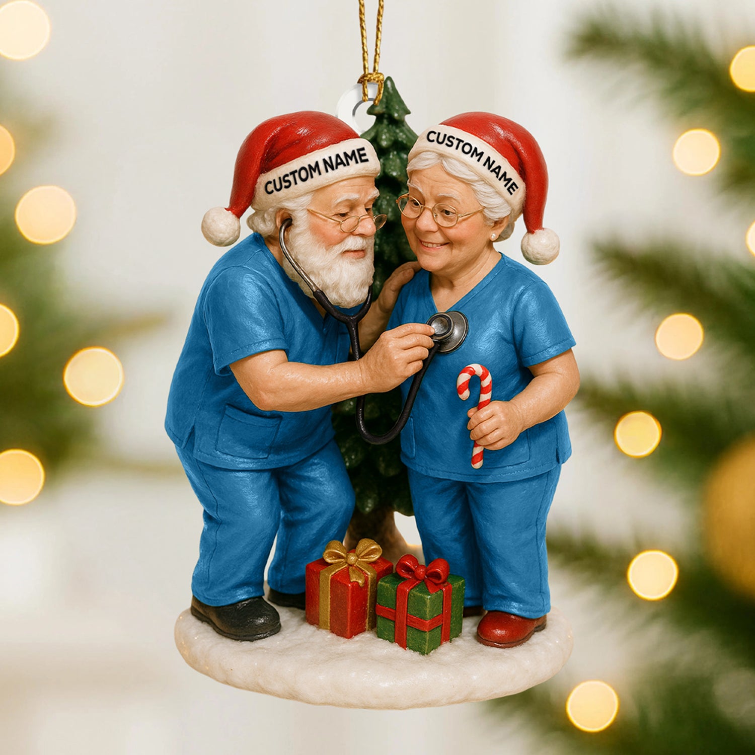 Personalized Nurse Couple Ornament, Custom Name Medical Staff Christmas Ornament, Doctor & Nurse Holiday Keepsake, Healthcare Worker Xmas Gift