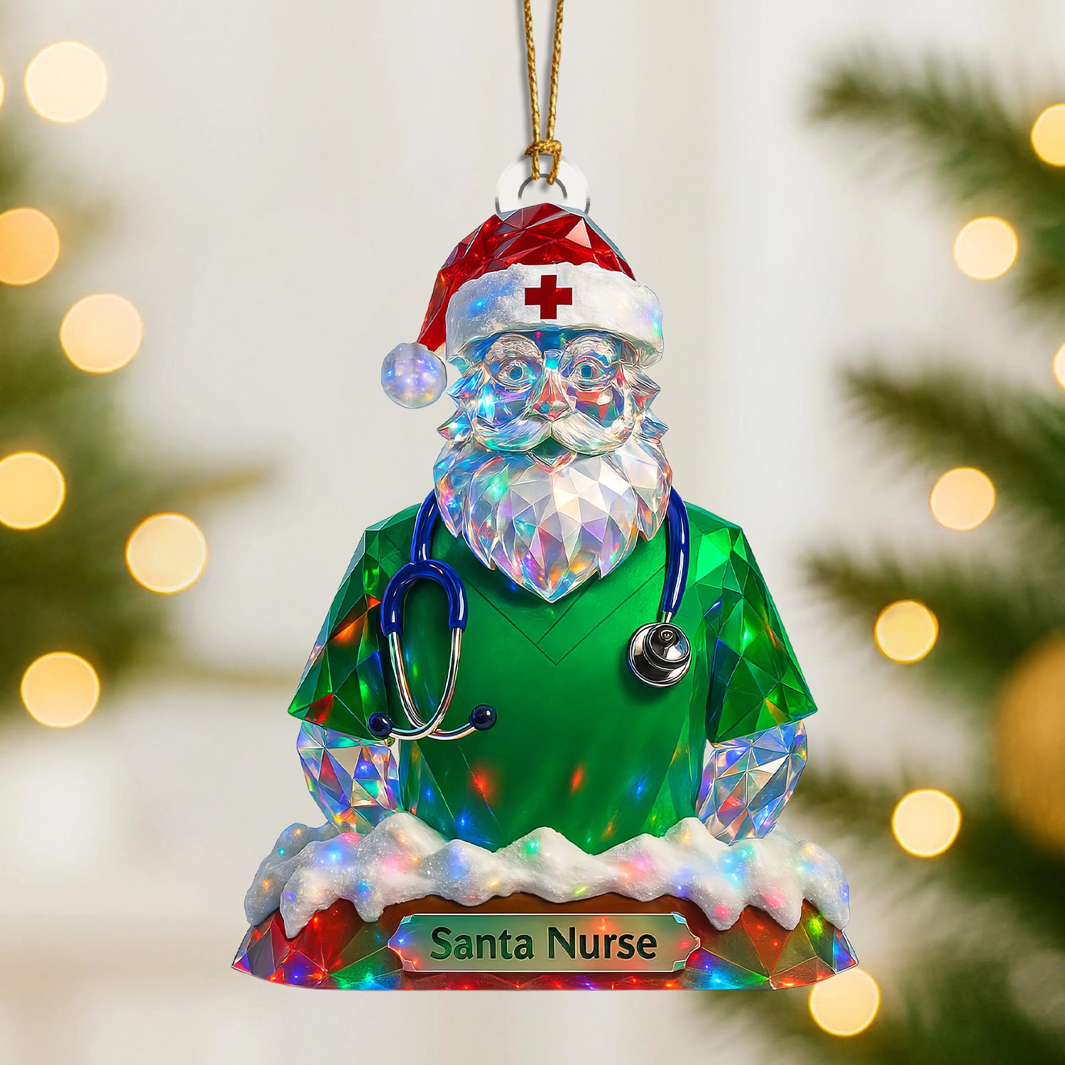 Personalized Santa Nurse Ornament – Funny Christmas Scrub Design – Cute Medical Holiday Gift for Healthcare Workers and Nurses