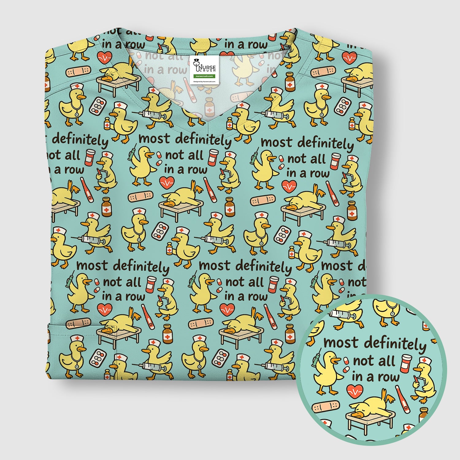 Funny Nurse Duck Medical Humor Pattern Scrub Top, Comfortable Scrubs for Nurses