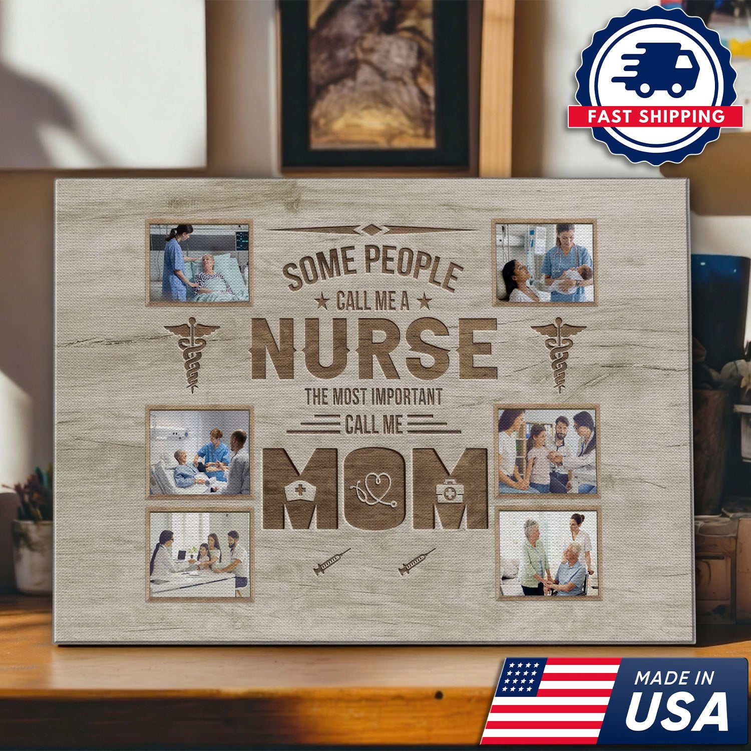Nurse Mom Dad Canvas Wall Art, Inspirational Gift for Healthcare Workers, Family Tribute Home Decor