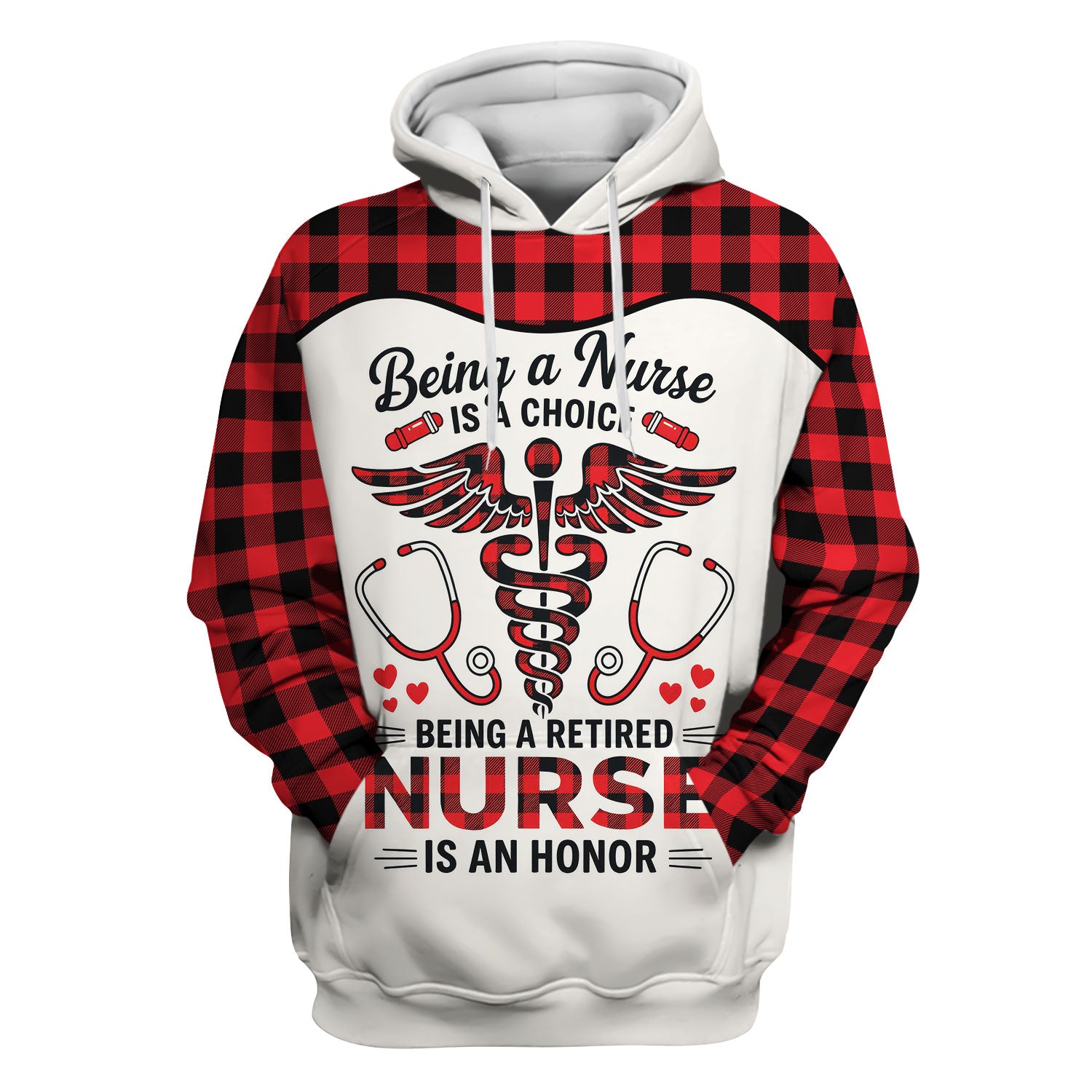 Being a Nurse Is a Choice Retired Nurse Scrub Top - Red Plaid Medical Work Shirt - Retirement Gift for Nurses