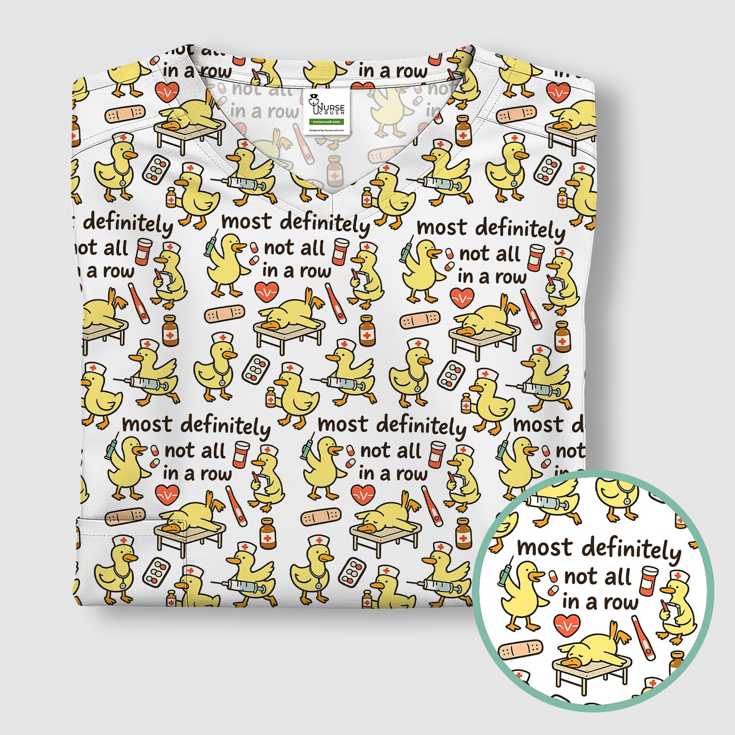 Funny Nurse Duck Medical Humor Pattern Scrub Top, Comfortable Scrubs for Nurses