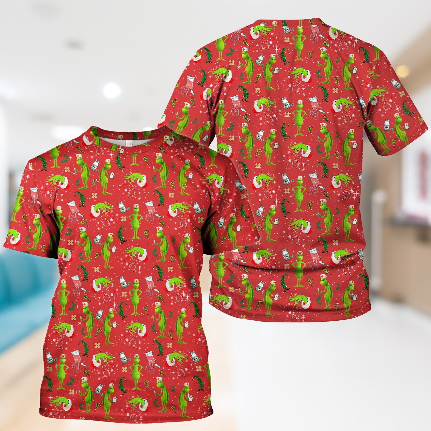 Funny Grinch Scrub Top - Christmas Nurse Shirt for Women - Multiple Color Options CNA RN LPN Gift