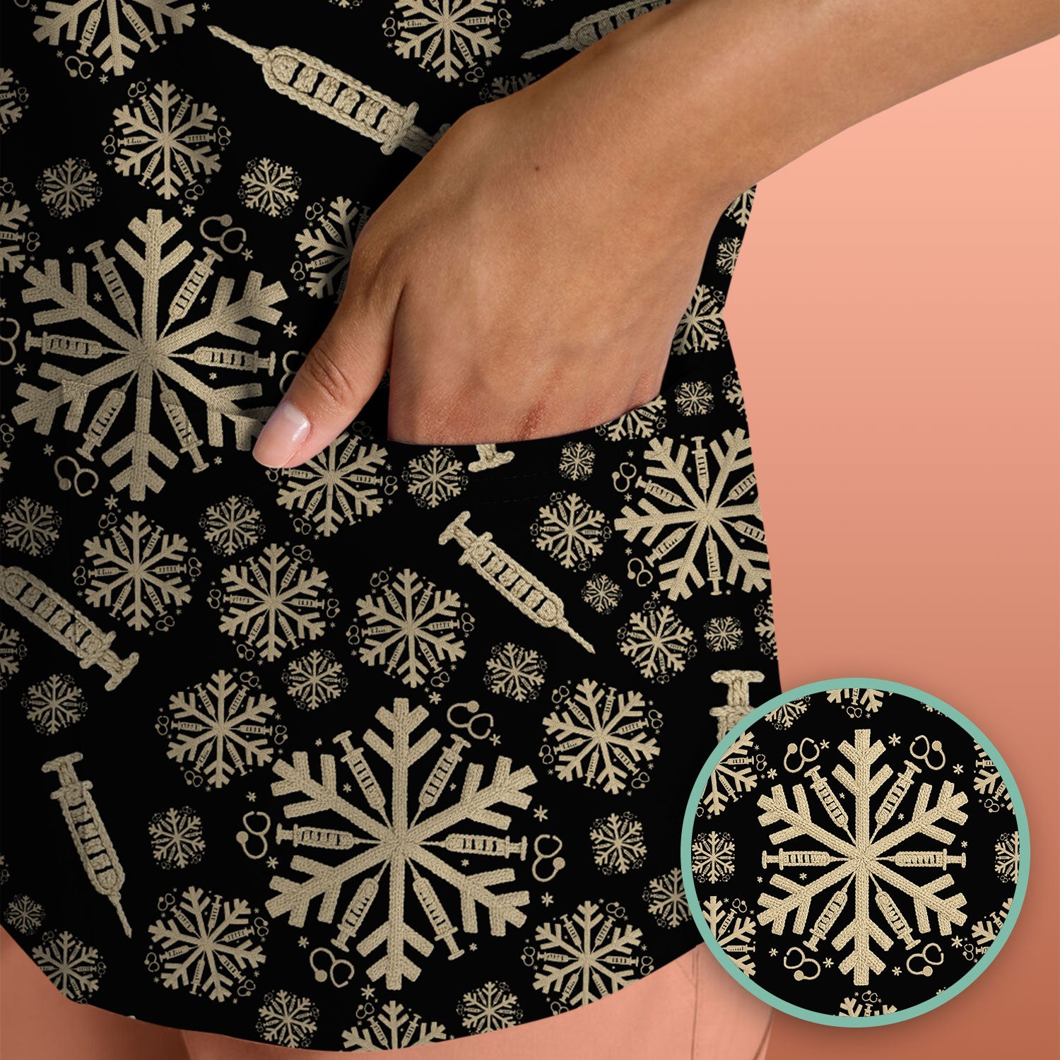 Snowflake Syringe Scrubs for Women - Festive Medical Top - Funny Christmas Scrub Shirt for Nurse - Holiday Gift