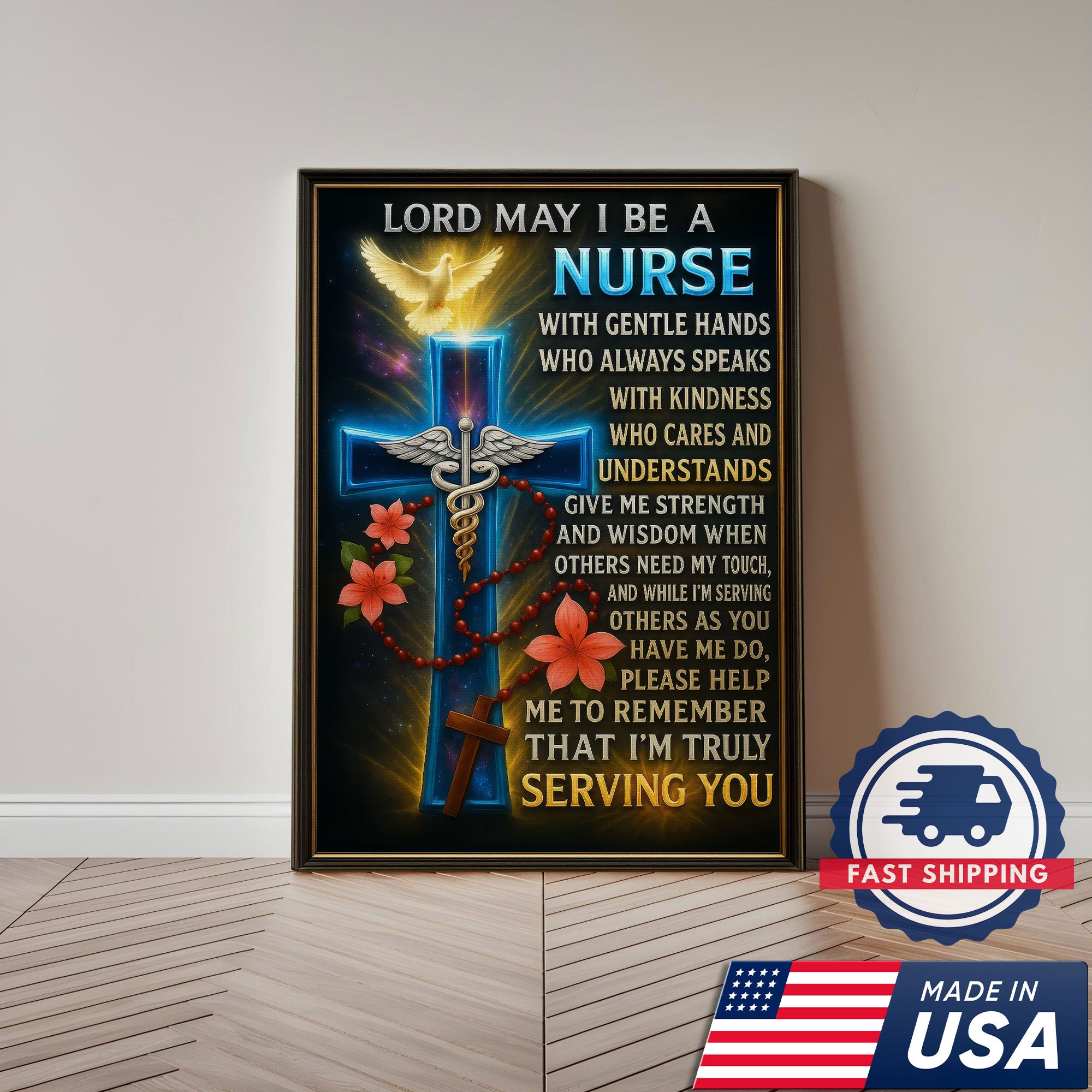 Lord May I Be A Nurse Prayer Canvas, Christian Faith Gift for RN LPN CNA, Religious Home Office Decoration