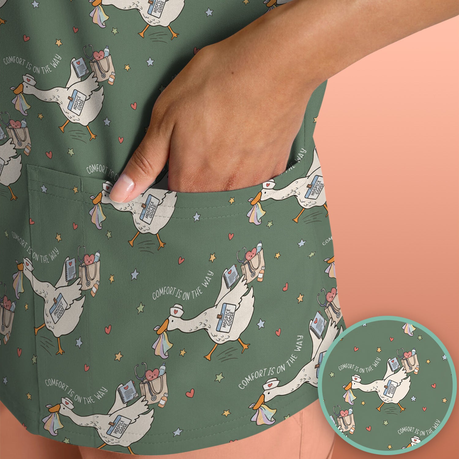 Cute Comfort Is On The Way Goose Scrub Top, Comfortable Scrubs for Nurses