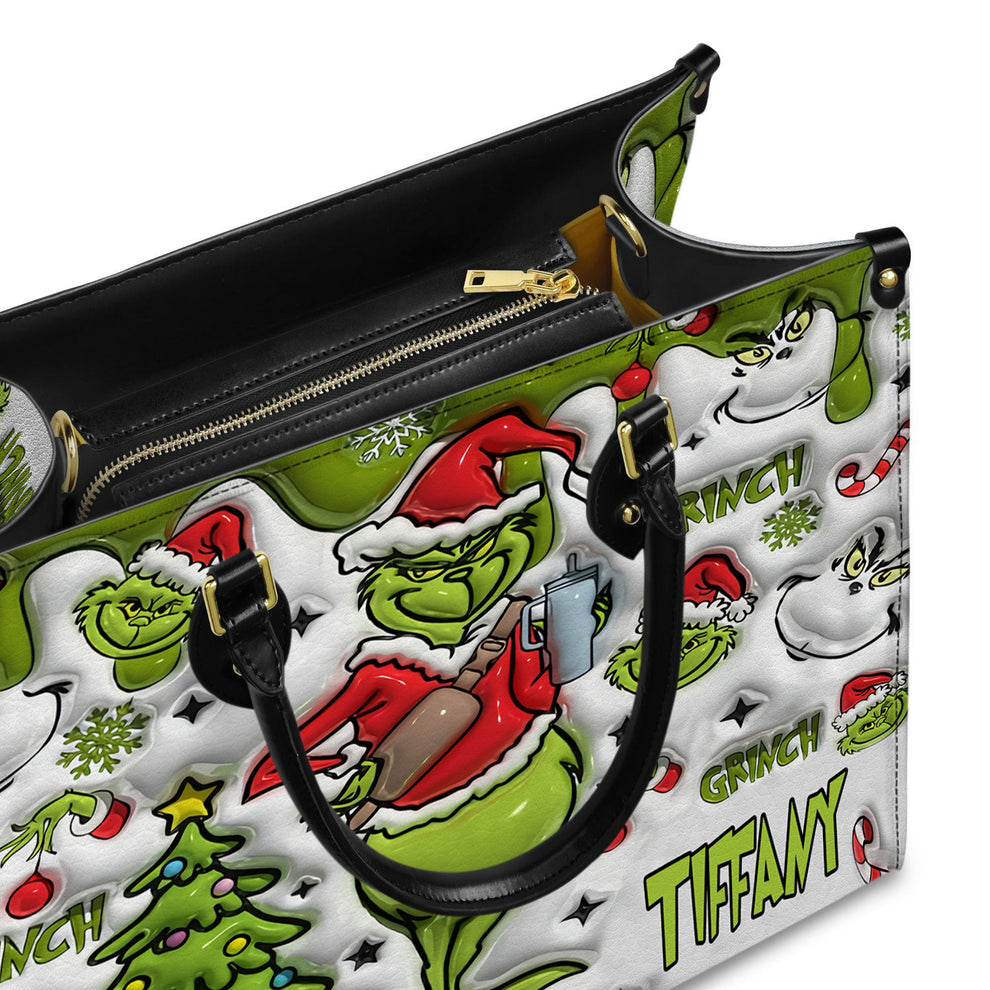 Personalized The Grinch Leather Handbag, Grinch Purse, Christmas Gifts for RN LPN CNA