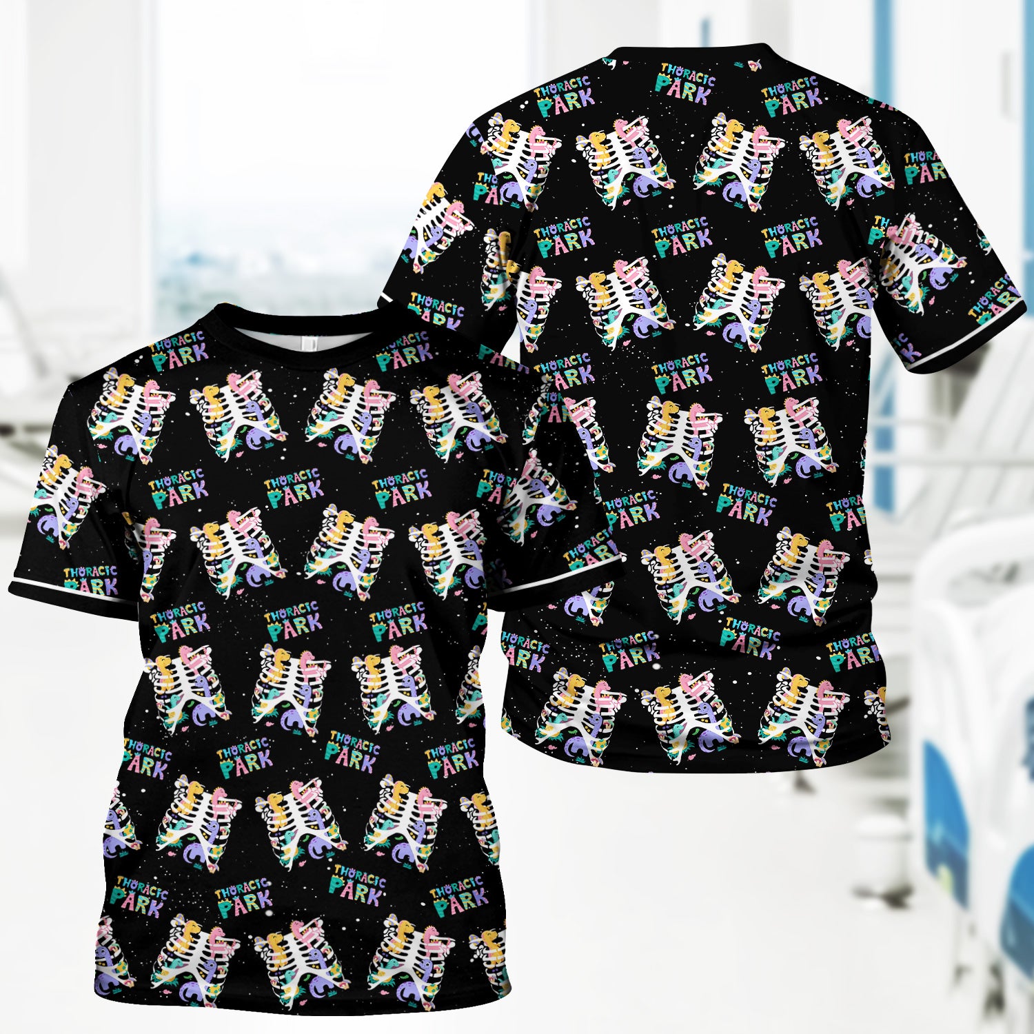 Funny Thoracic Park Nurse Shirt - Colorful Skeleton Rib Cage Medical T-Shirt - Gift for CNA, LPN, Medical Worker