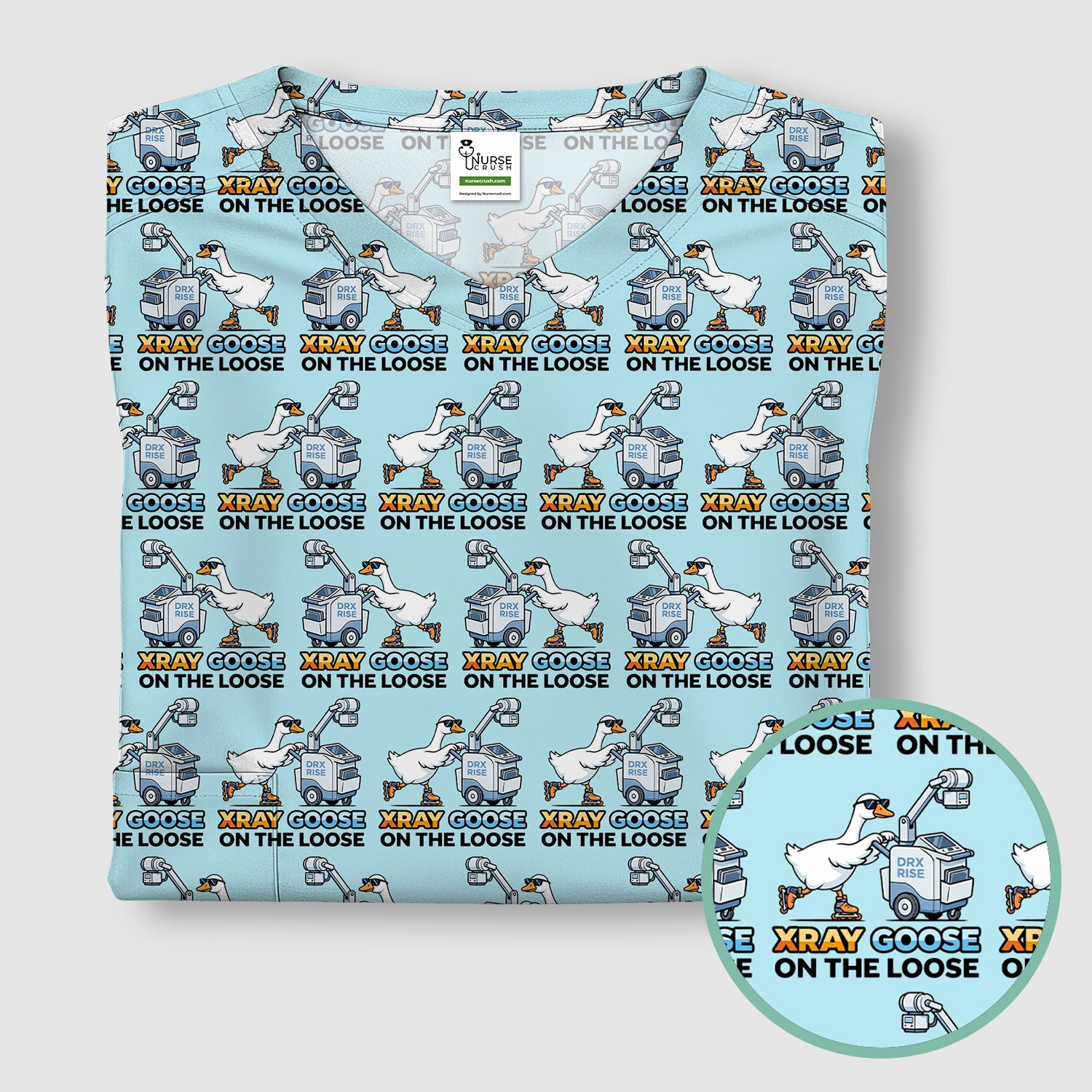 Funny Xray Goose On The Loose Pattern Scrub Top, Comfortable Scrubs for Nurses