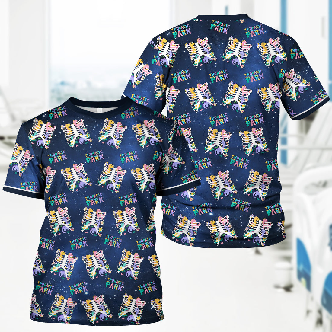 Funny Thoracic Park Nurse Shirt - Colorful Skeleton Rib Cage Medical T-Shirt - Gift for CNA, LPN, Medical Worker
