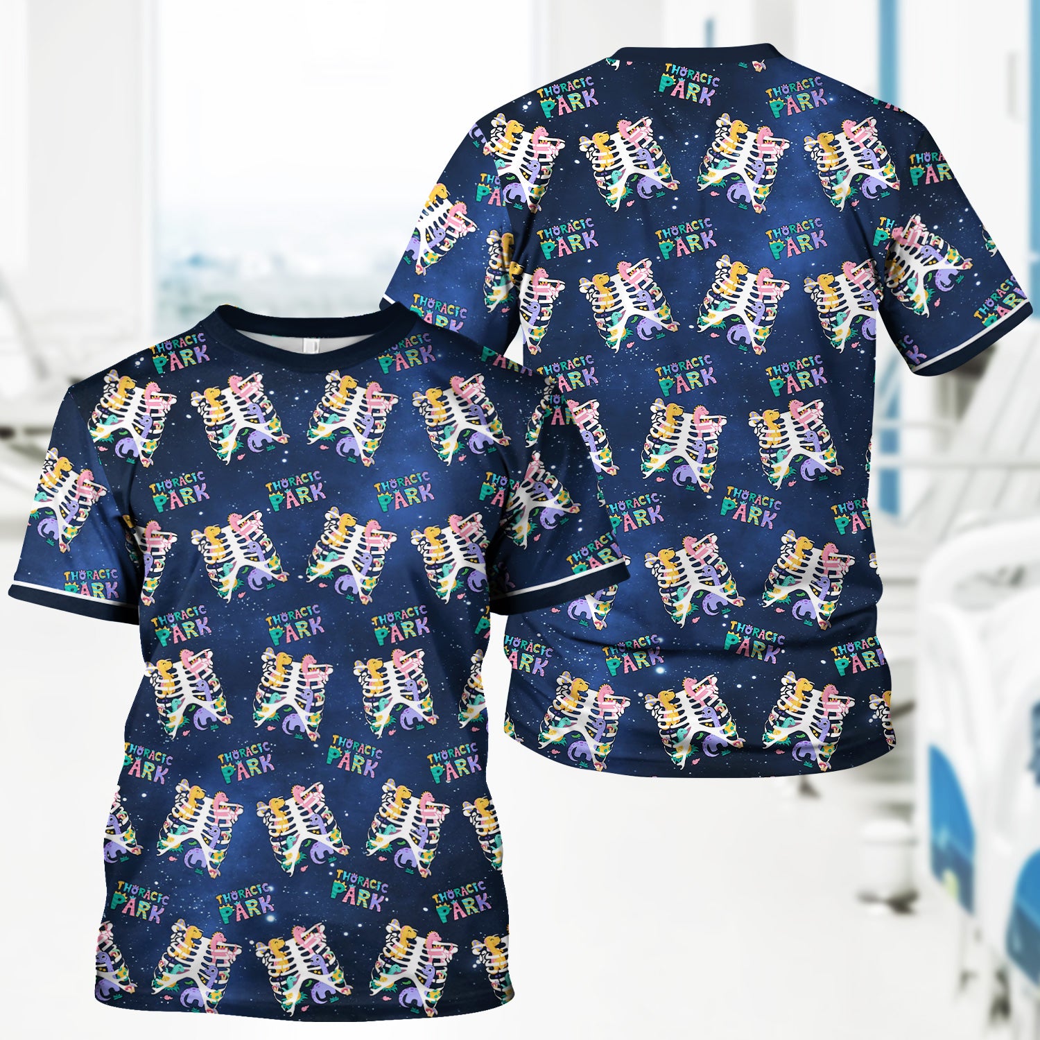 Funny Thoracic Park Nurse Shirt - Colorful Skeleton Rib Cage Medical T-Shirt - Gift for CNA, LPN, Medical Worker