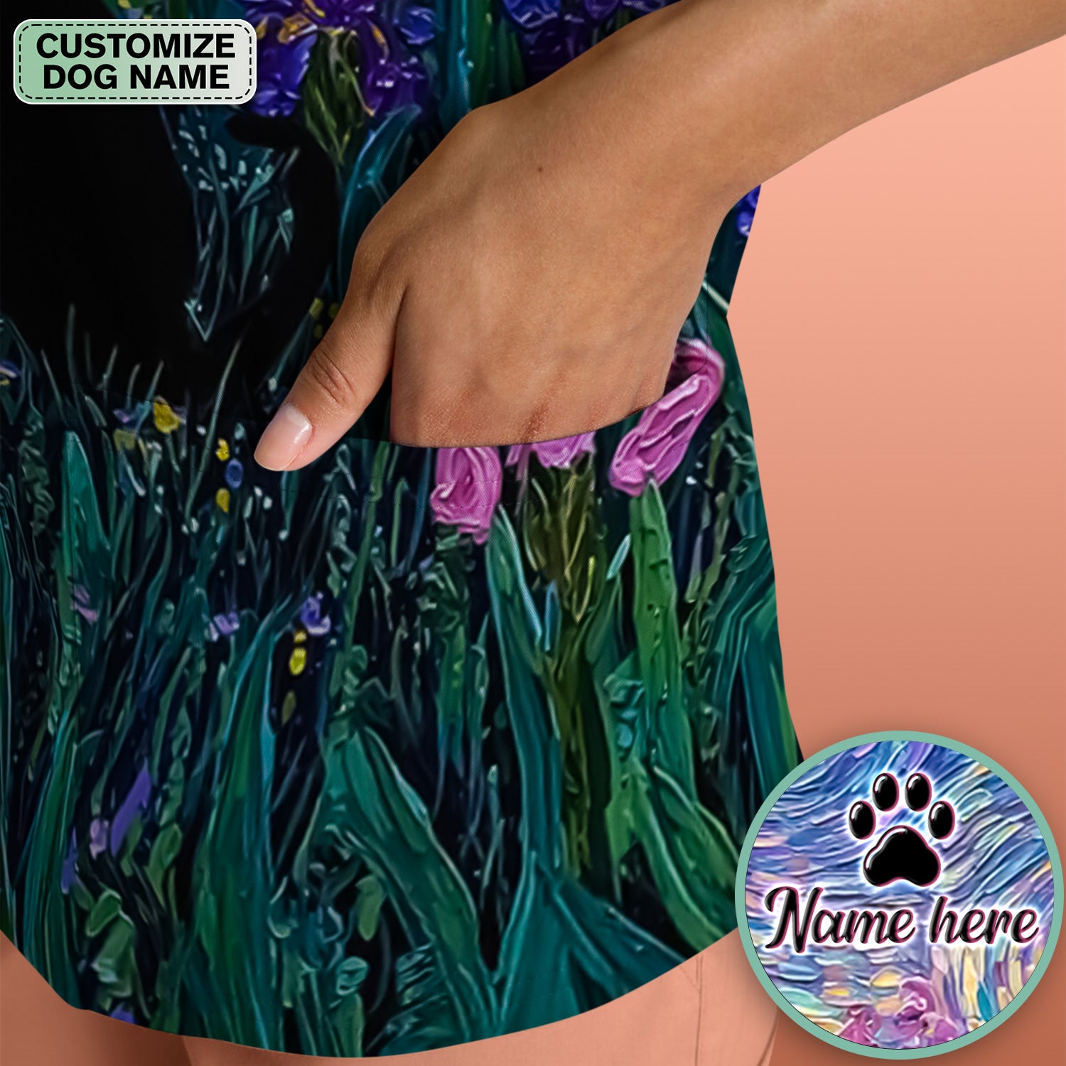 Cat Under Starry Sky Pattern Scrub Top, Comfortable Scrubs for Nurses