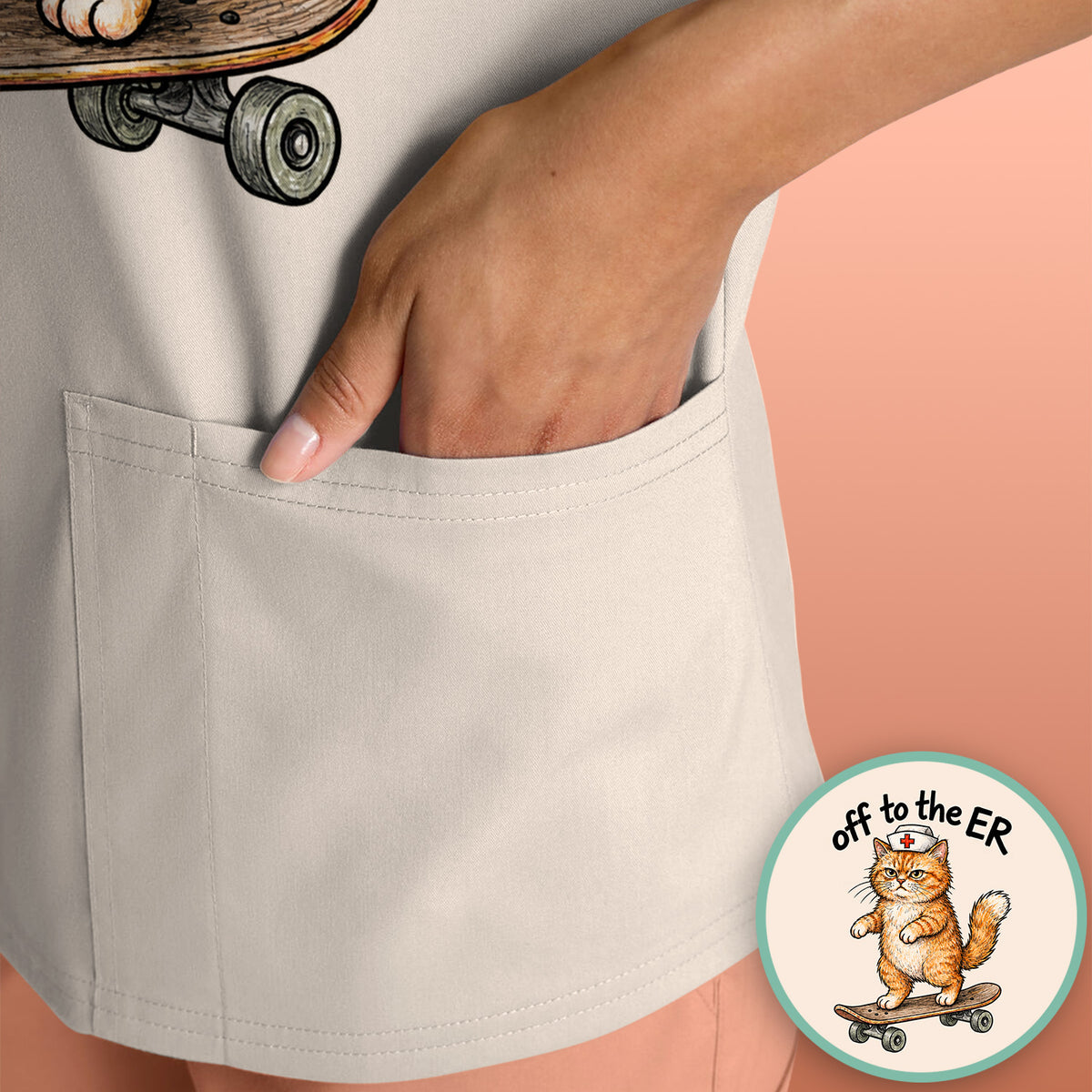 Off To The ER Skateboarding Cat T-Shirt