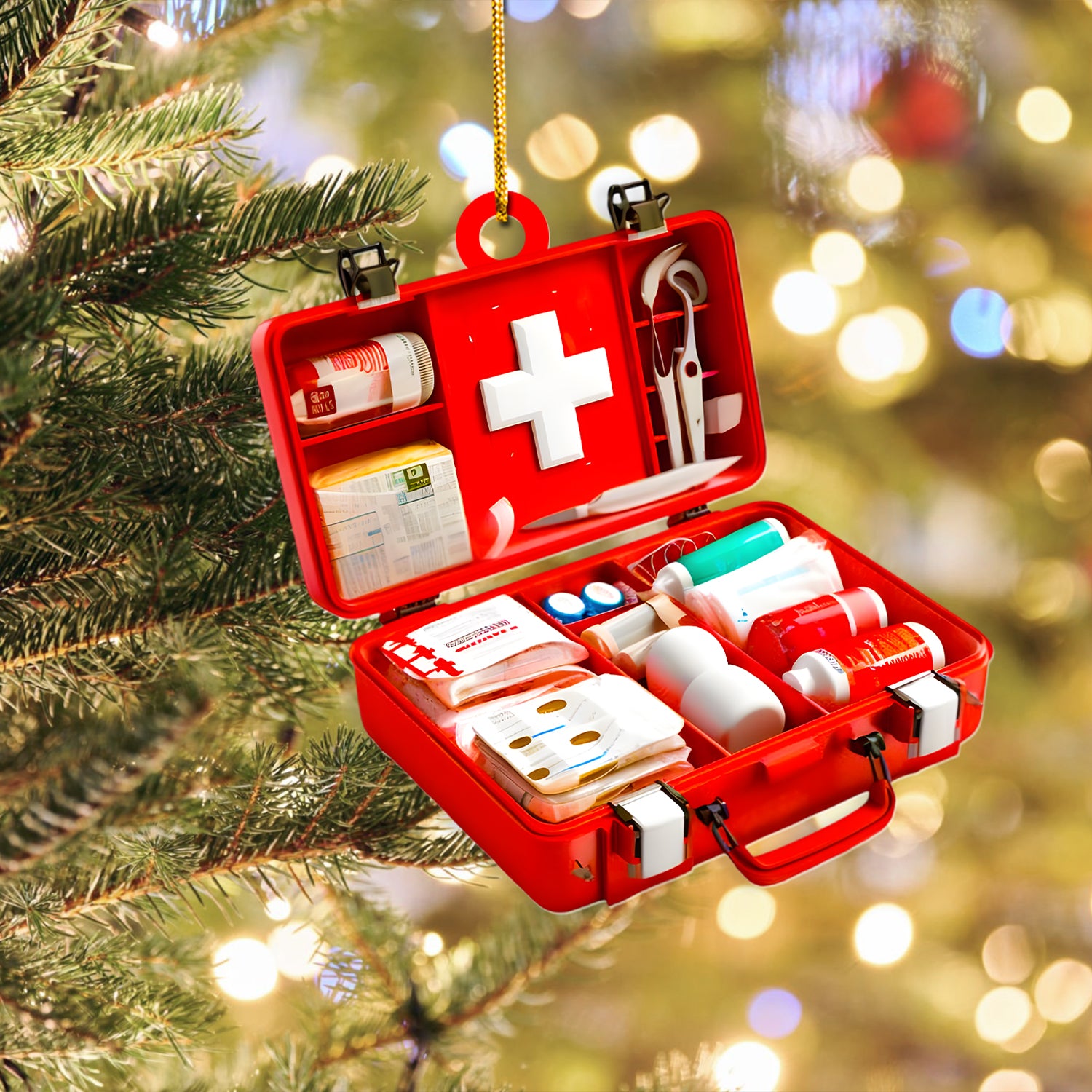 First Aid Kit Christmas Ornament, Emergency Health Kit, RN LPN CNA Healthcare Workers Gift