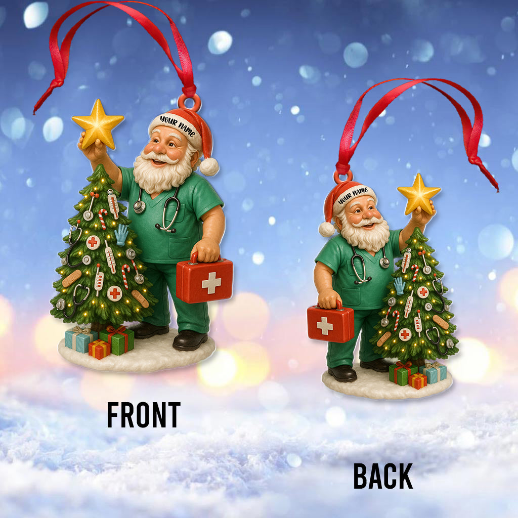 Custom Name Nurse Santa Ornament, Nursing Christmas Tree Decor, Personalized Medical Worker Holiday Gift