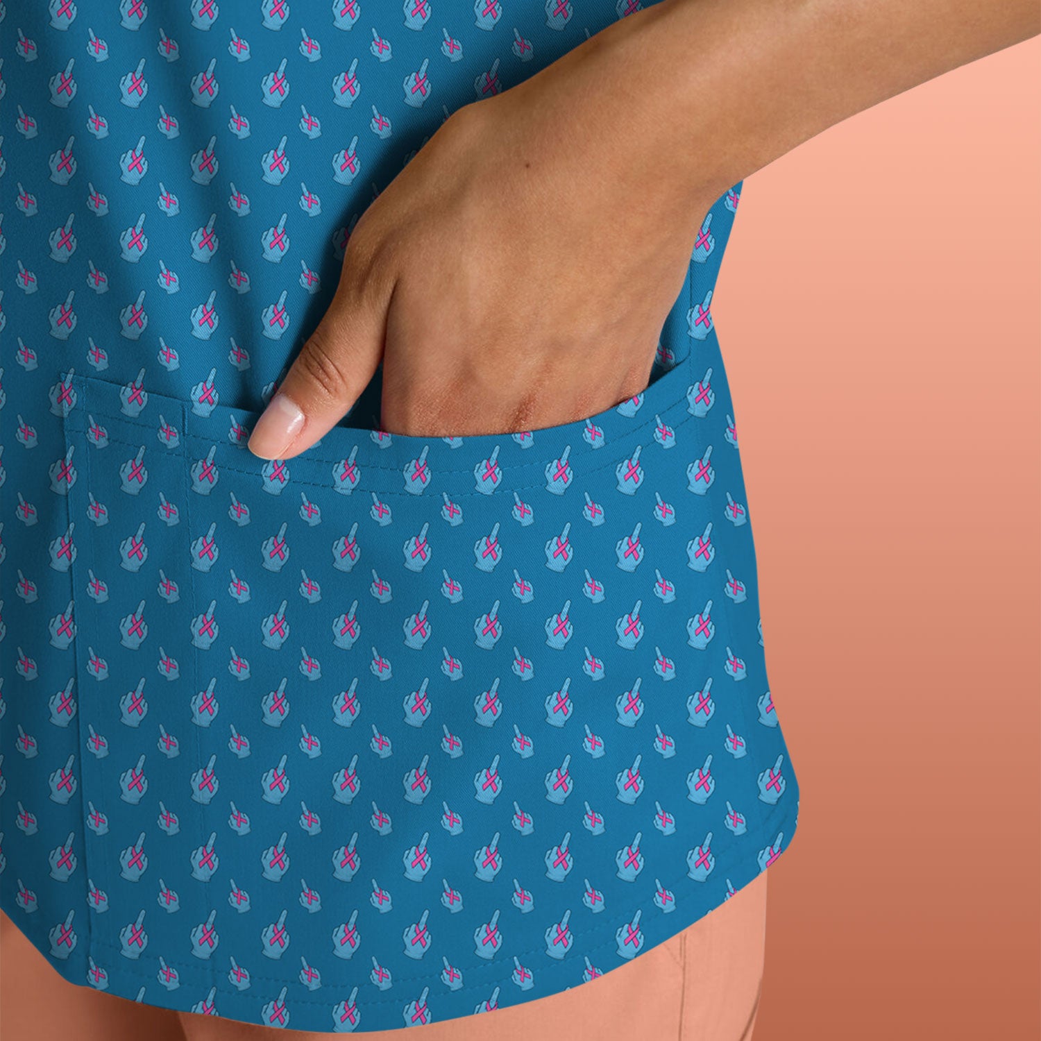 Breast Cancer Awareness Scrub Top - Pink Ribbon Medical Uniform for Women - October Gift for RN LPN CNA