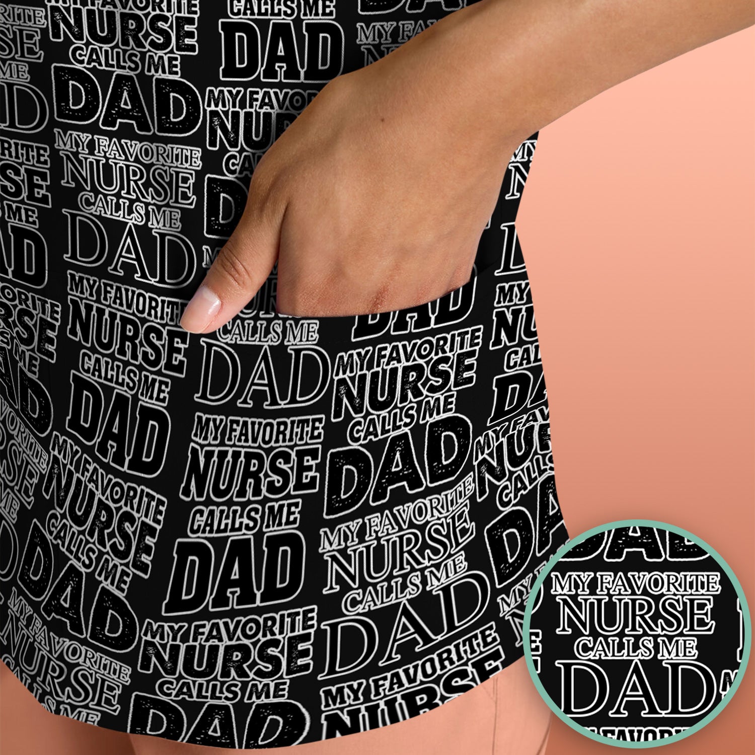 Favorite Nurse Calls Dad Pattern Scrub Top, Comfortable Scrubs for Nurses