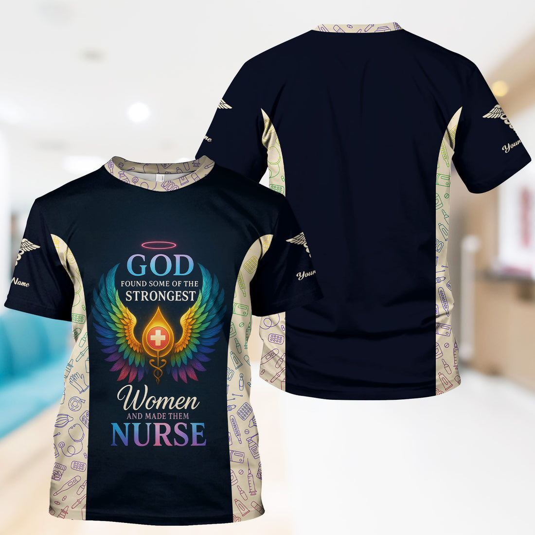 Personalized Christian Nurse Shirt - Strongest Women Made Nurse Graphic Tee - Gift for Women RN LPN & Healthcare Workers