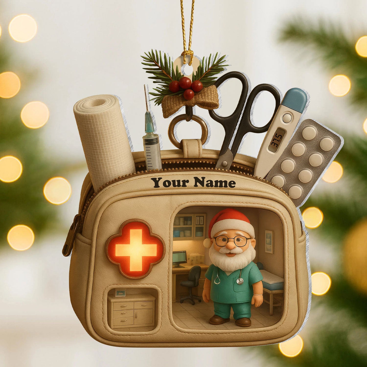 Custom Name Doctor Nurse Ornament, Medical Bag Christmas Decoration, RN LPN CNA Gift