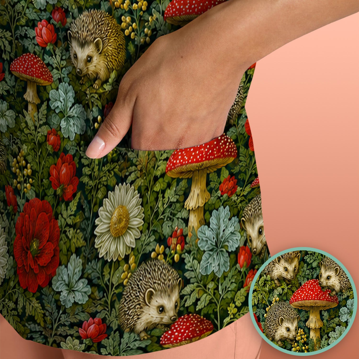 Enchanted Woodland Hedgehog Nurse for Pediatric Nurses, RN, CNA, Garden Medical Scrub Top, Comfortable Scrubs for Nurses