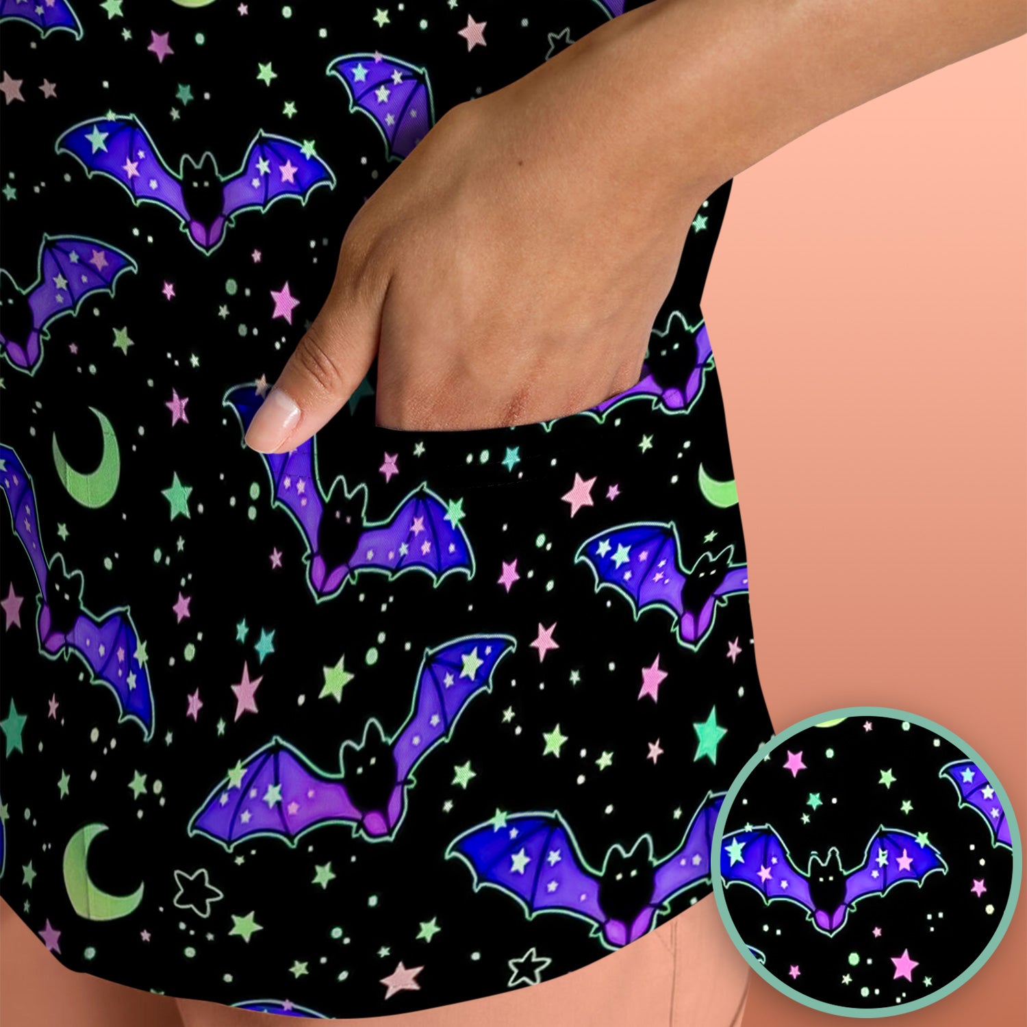 Spooky Halloween Celestial Bat Scrub Top, Comfortable Scrubs for Nurses
