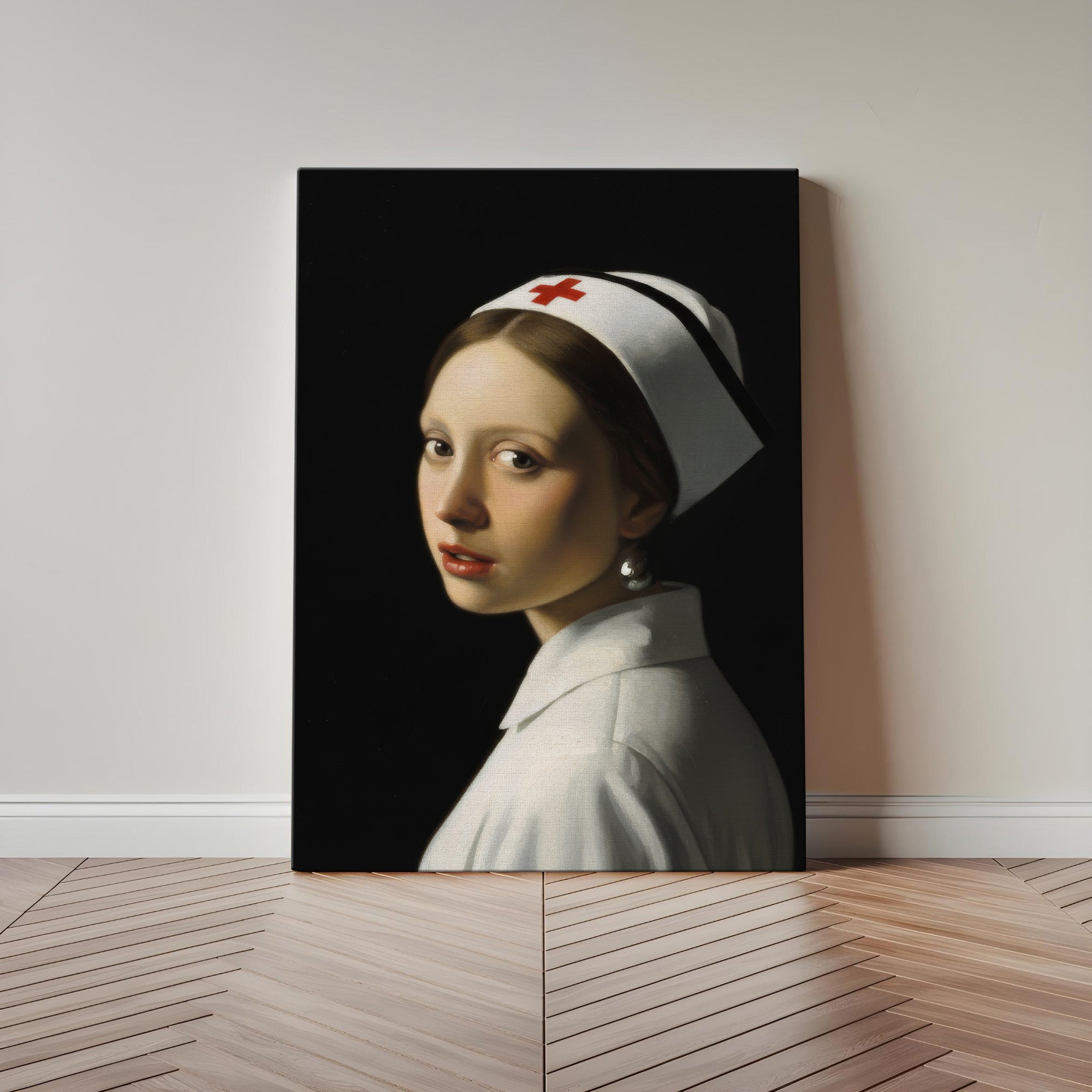 Nurse with a Pearl Earring Parody Canvas, Nurse with a Pearl Earring Parody Canvas, RN LPN CNA Gift