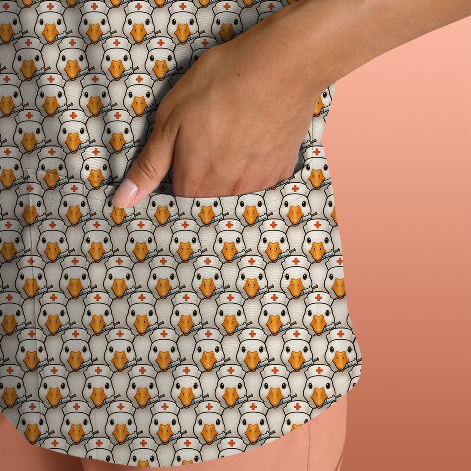 Funny Nurse Shirt With Duck Pattern - Cartoon Animal Nursing Design  - Gift for Healthcare Workers RN LPN