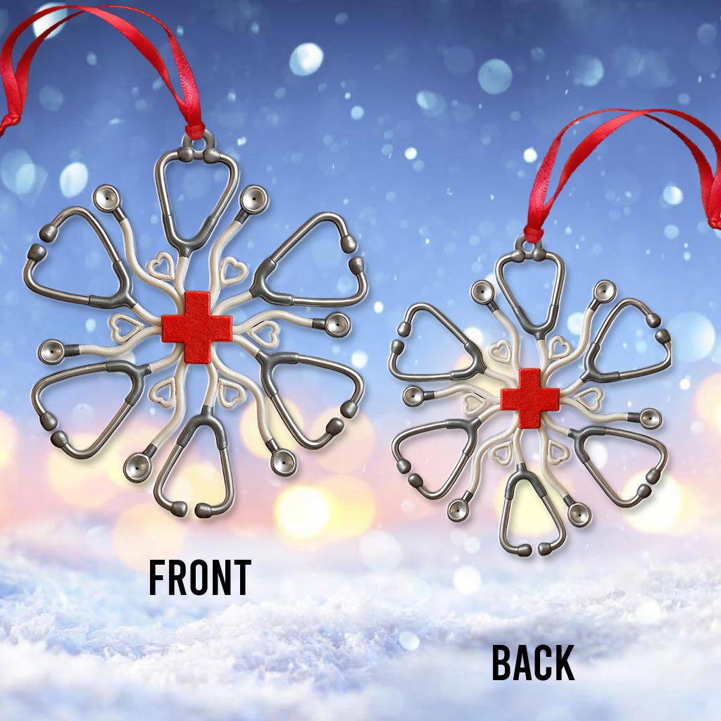 Nurse Stethoscope Snowflake Ornament – Medical Christmas Tree Decor For Nursing