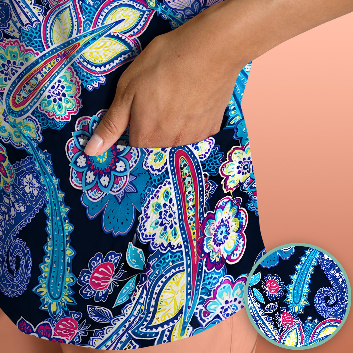 Vibrant Paisley Floral Nurse Scrub Top for RN, CNA, Healthcare Workers, Boho Uniform