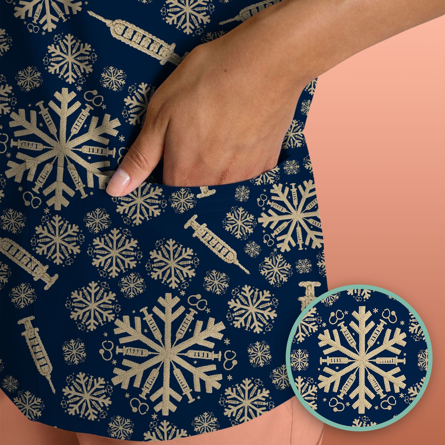 Snowflake Syringe Scrubs for Women - Festive Medical Top - Funny Christmas Scrub Shirt for Nurse - Holiday Gift