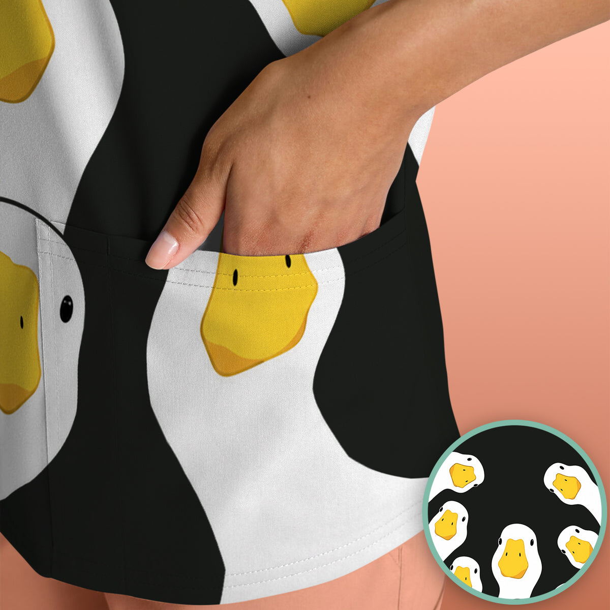 Funny Peekaboo Goose Faces Scrub Top, Comfortable Scrubs for Nurses