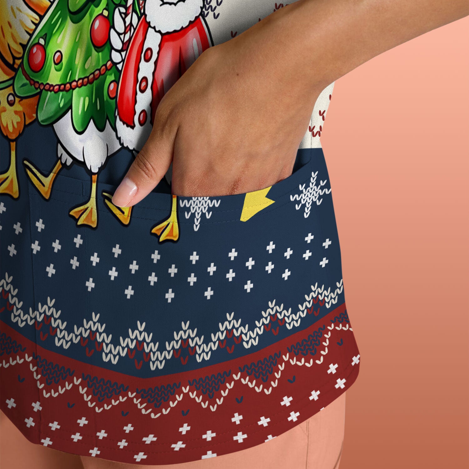 Funny Jolly Goose Christmas Scrub Top – Playful Holiday Goose Squad Pattern – Festive Medical Uniform for Nurses, Vets & Healthcare Workers