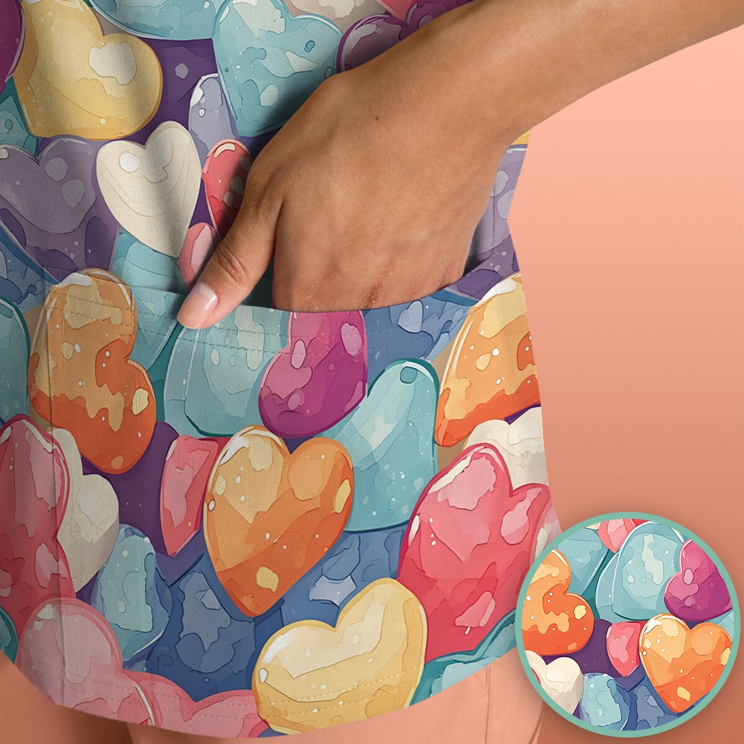 Sweet Valentine Heart Pediatric Pattern Scrub Top, Comfortable Scrubs for Nurses