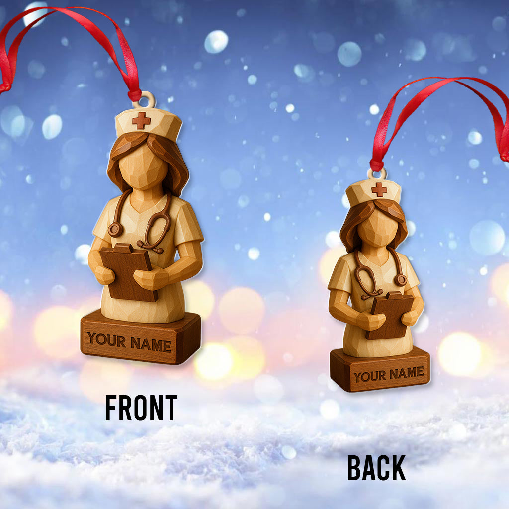 Custom Nurse Ornament, Personalized Nurse Figurine, Xmas Healthcare Gift for Nursing