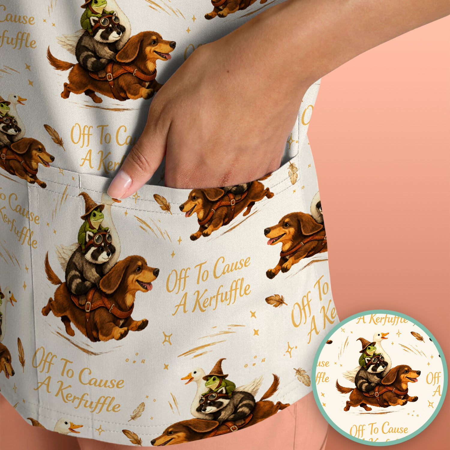 Funny Halloween Off To Cause A Kerfuffle Pattern Scrub Top, Comfortable Scrubs for Nurses