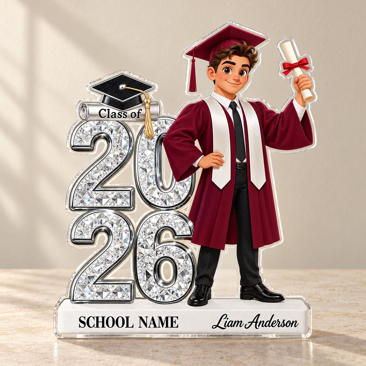 Personalized Class of 2026 Graduation Girl Acrylic Plaque – Custom Name & School Graduation Gift