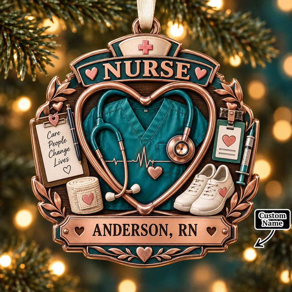 Personalized Nurse Christmas Ornament, Custom Name RN LPN CNA Medical for Christmas Gift