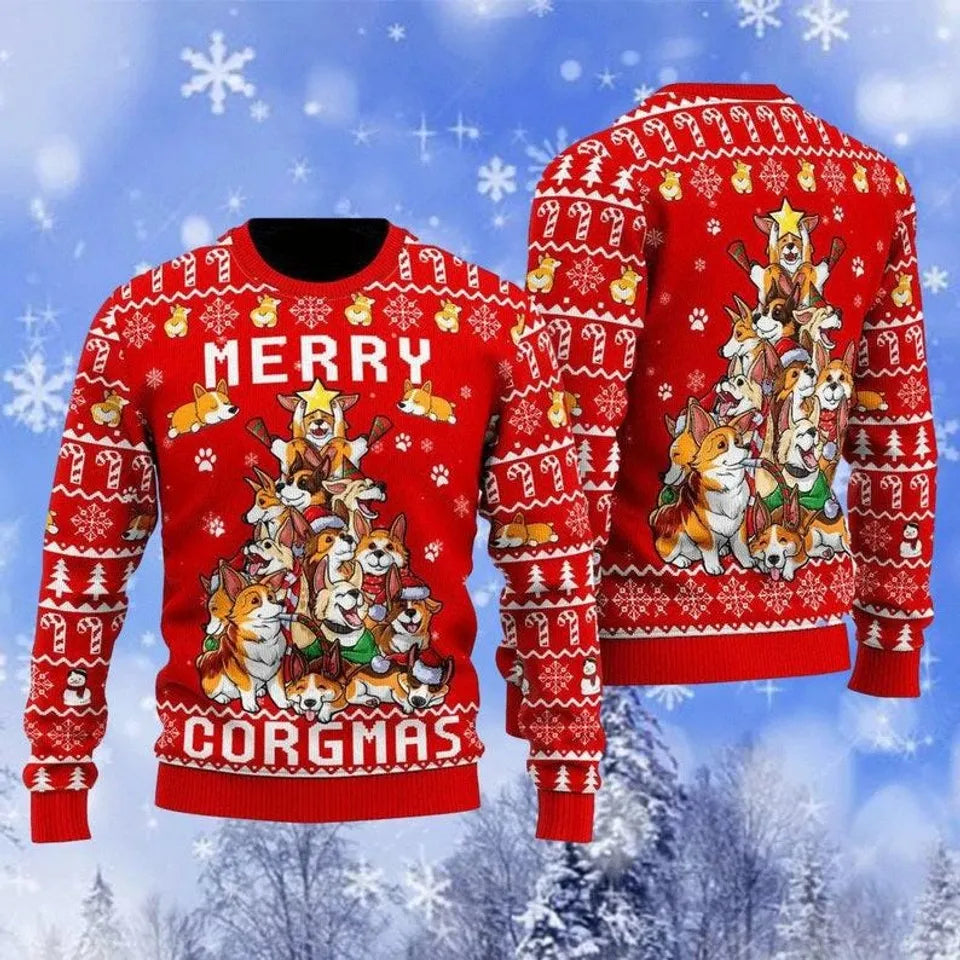 Funny Xmas Nurse Sweater, Christmas Corgi Ugly Sweater, Gift For Nursing