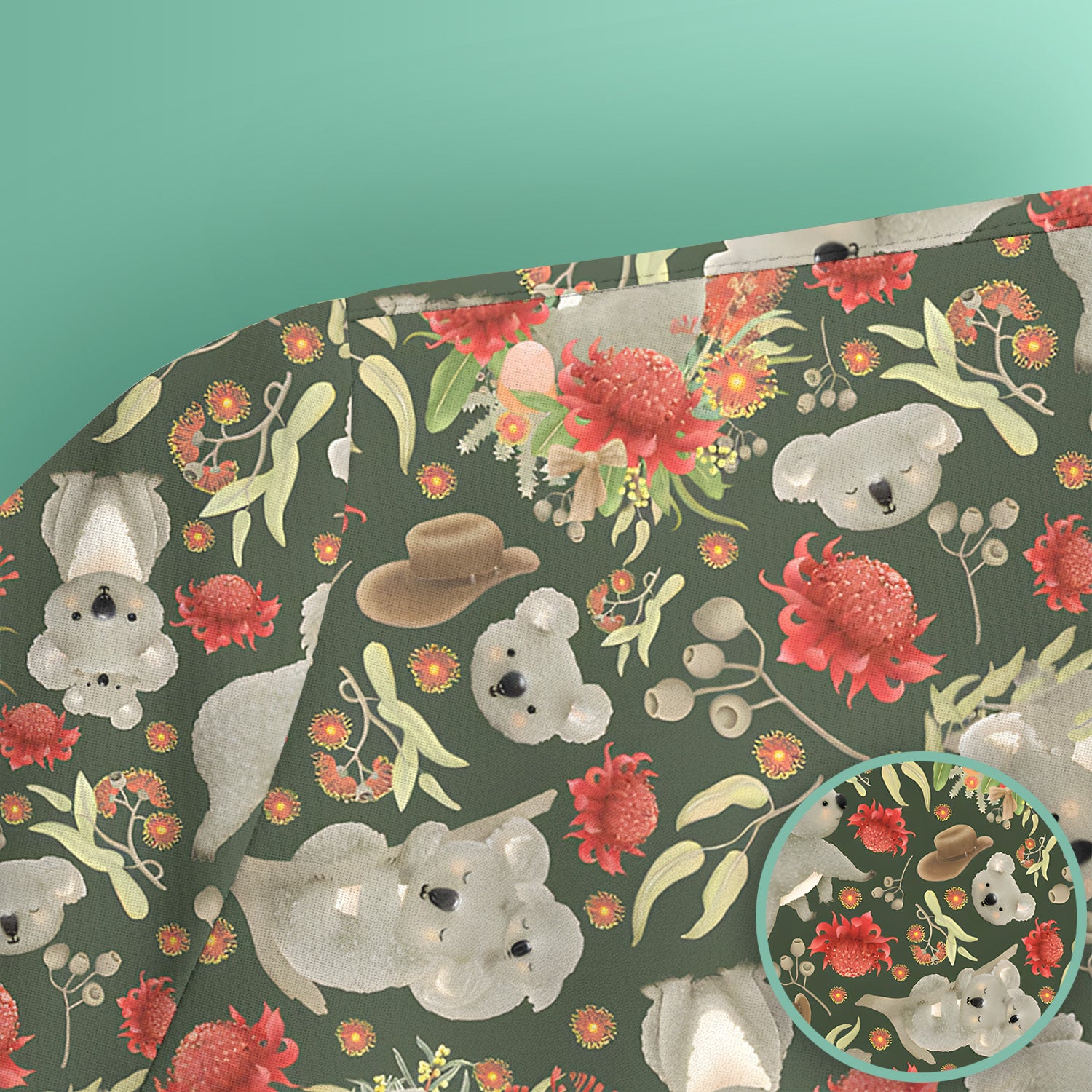Cute Koala Wildflower Pattern Scrub Top, Comfortable Scrubs for Nurses
