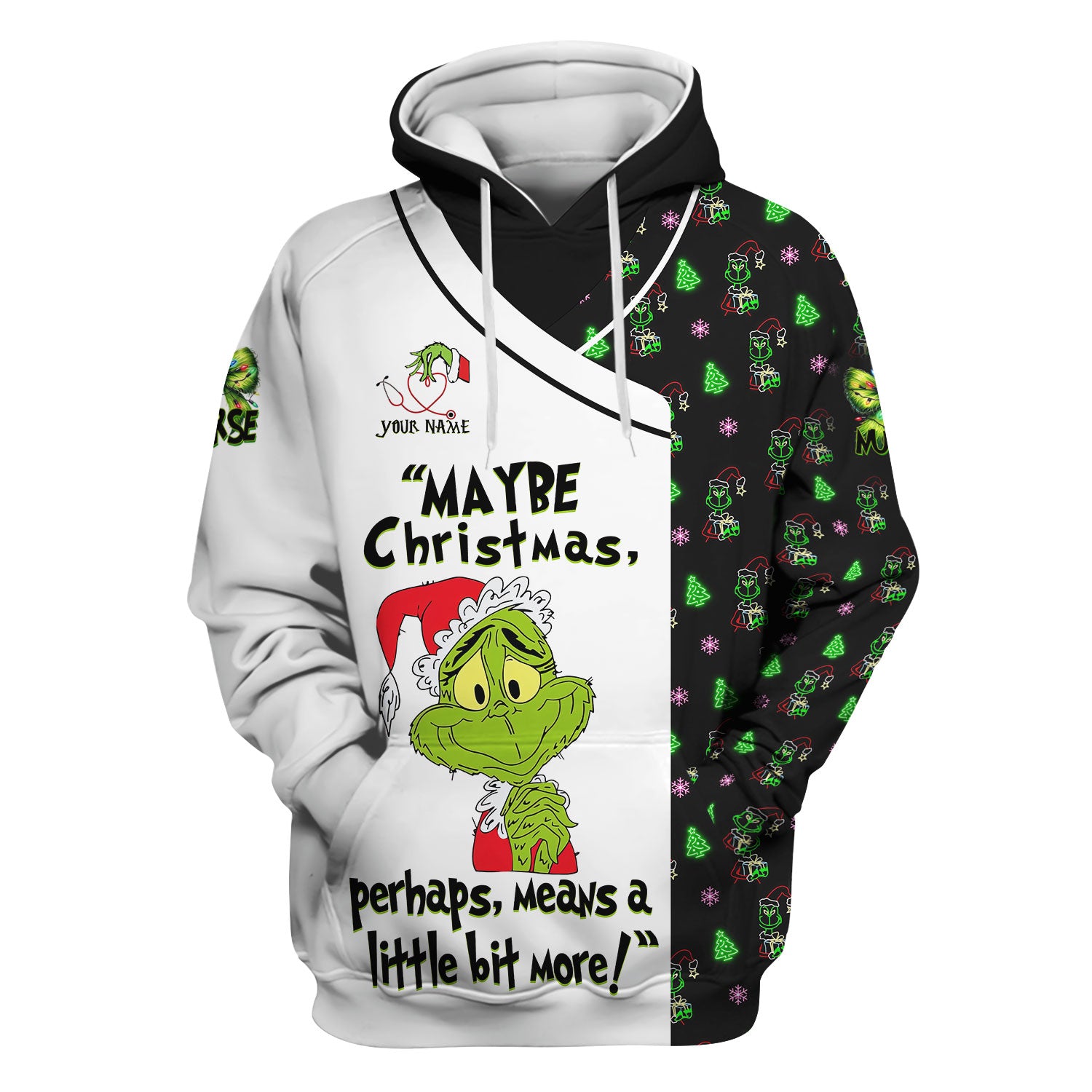 Custom Name Nurse Christmas Shirt- Funny Grinch Medical Graphic Tee - Gift for CNA RN LPN