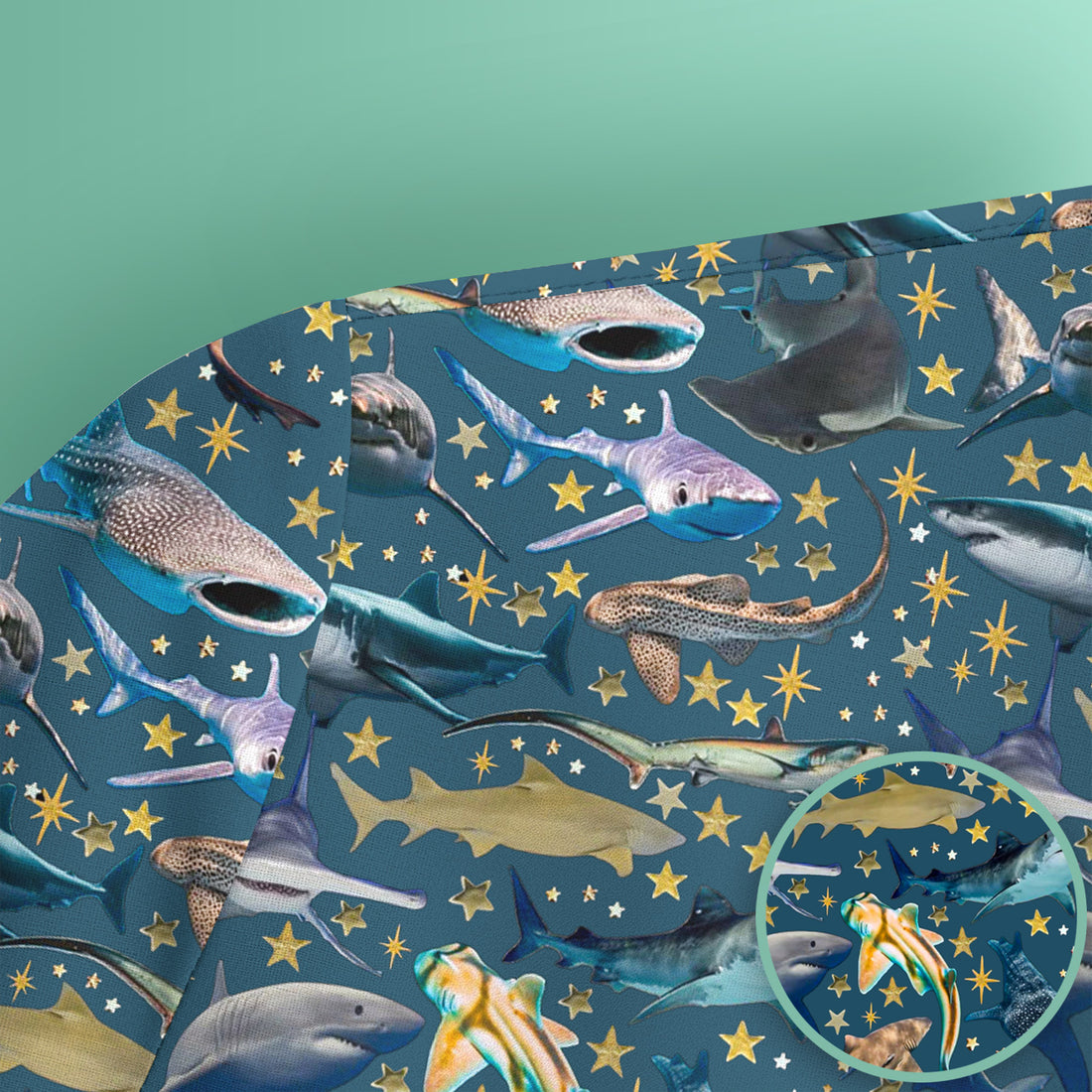 Colorful Shark Ocean Pattern Scrub Top, Breathable Fabrics Nursing Uniform