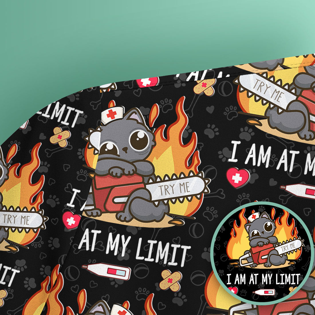 Funny Nurse Cat I Am At My Limit Scrub Top, Comfortable Scrubs for Nurses