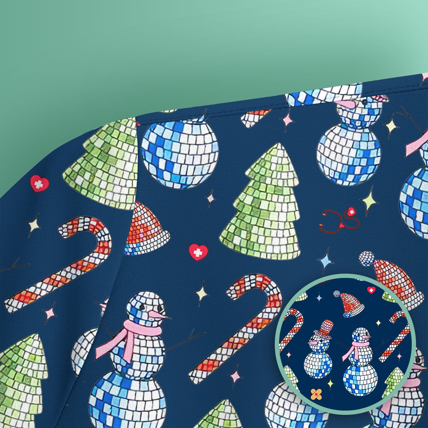 Funny Christmas Snowman Scrub Top for Women - Breathable Fabrics Med Uniform - Comfortable Scrubs for Nurses - Xmas Gift for Her