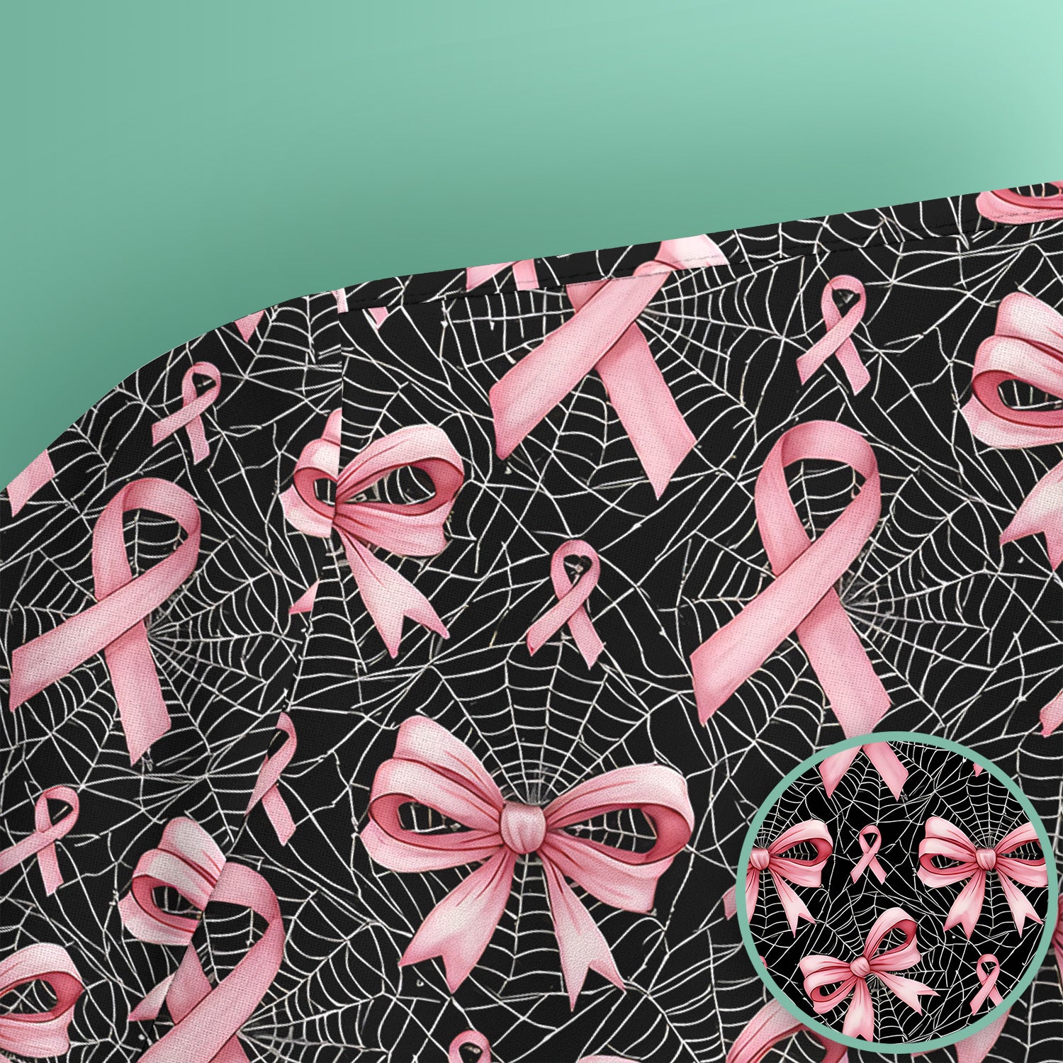 Pink Ribbon Pattern Scrub Top, Comfortable Scrubs for Nurses