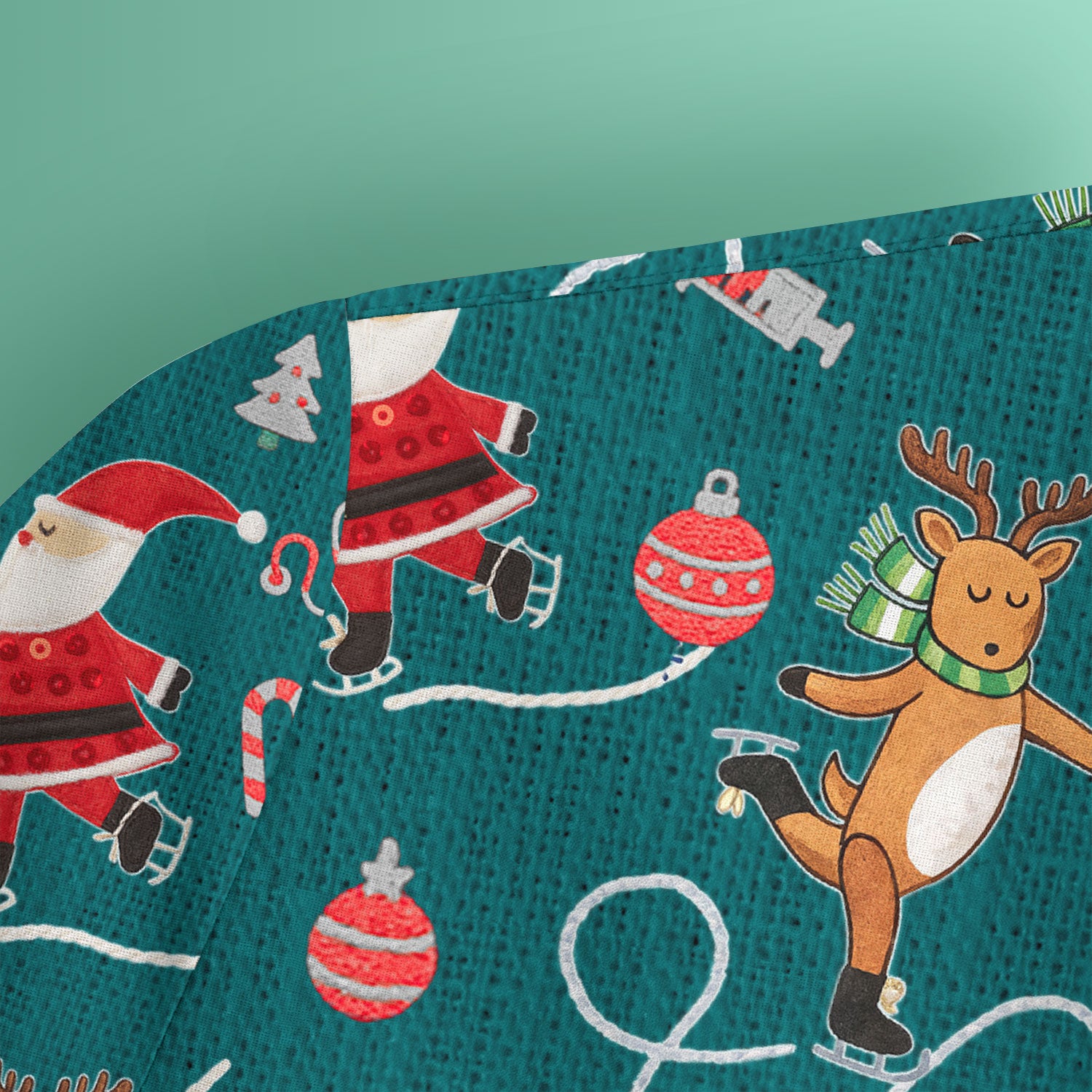 Christmas Reindeer Santa Nurse Scrub Top, Cute Holiday Medical Uniform Shirt for Women