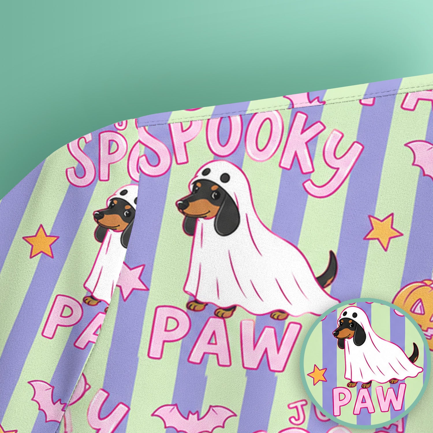 Just A Spooky Dachshund Paw Print Scrub Top, Comfortable Scrubs for Nurses
