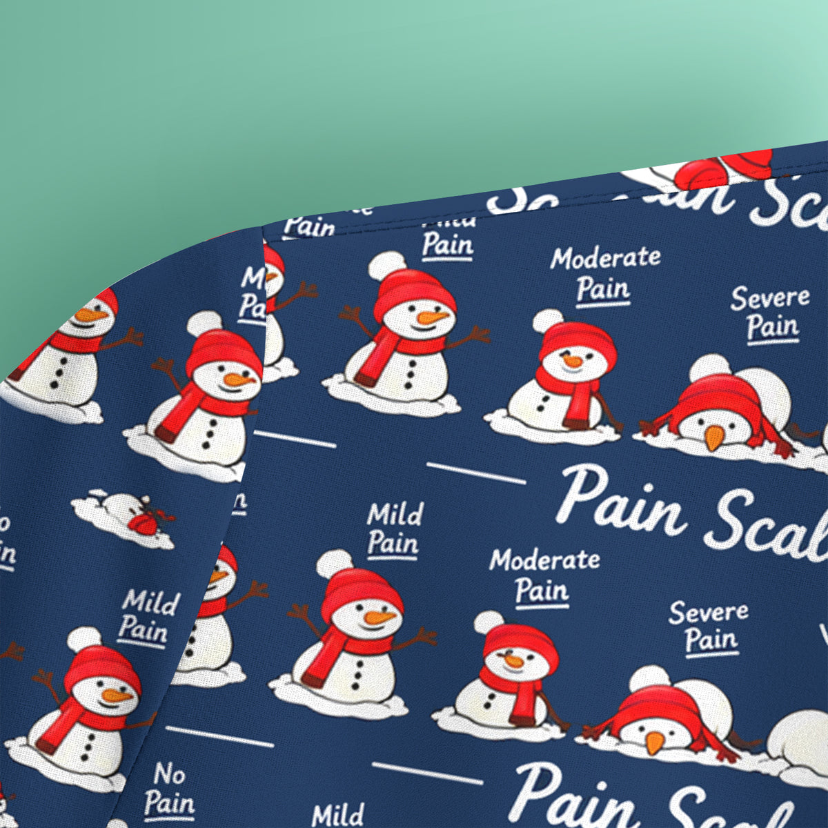 Funny Christmas Snowman Pain Scale Scrub Top, Comfortable Scrubs for Nurses