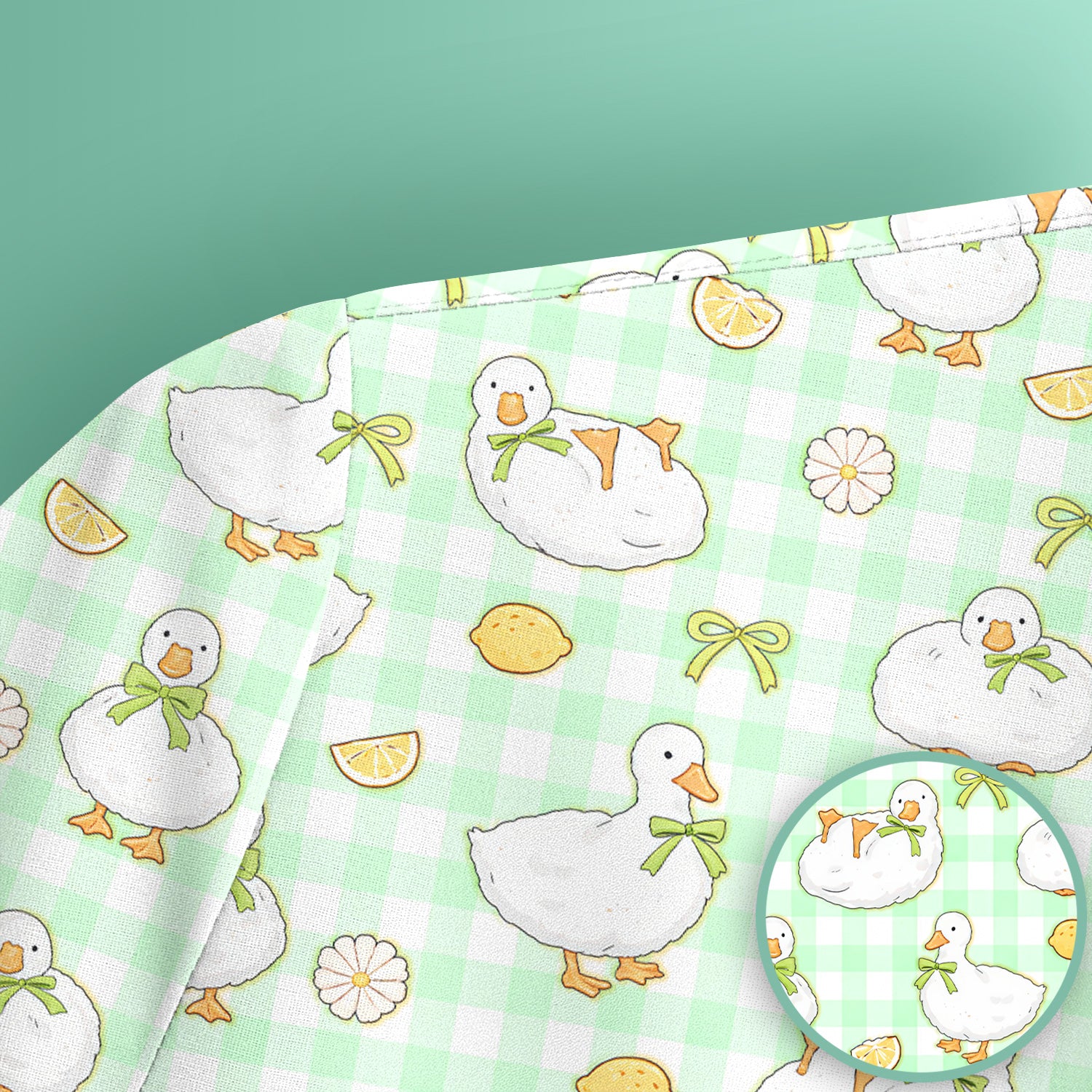 Adorable Ducks Lemon Daisy Pattern Scrubs Top, Comfortable Scrubs for Nurses
