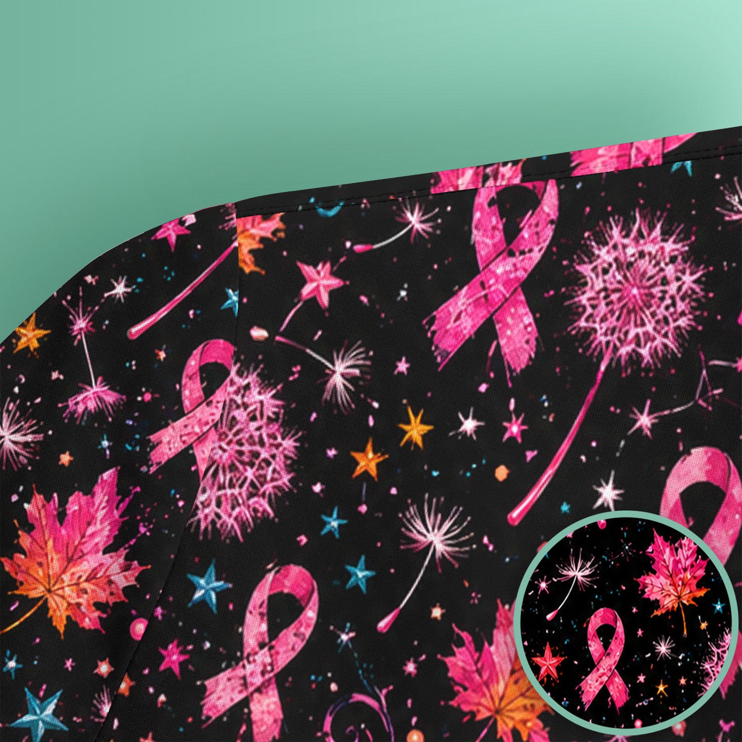 Breast Cancer Awareness Pink Ribbon Fall Scrub Top, Comfortable Scrubs for Nurses